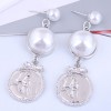 Fashion Metal Coin Pendent Carved Earrings Wholesale Toppinggoods  Nhsc408763