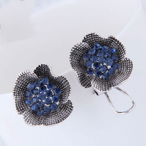 Retro Flower Alloy Diamond Stud Earrings Wholesale Toppinggoods  Nhsc409508