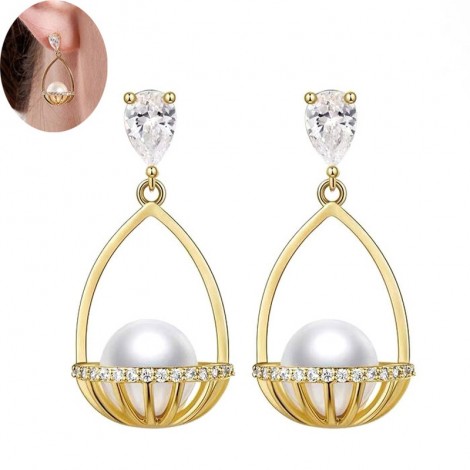 Korean Fashion Hanging Basket Pearl Earrings Wholesale Toppinggoods  Nhsc410686