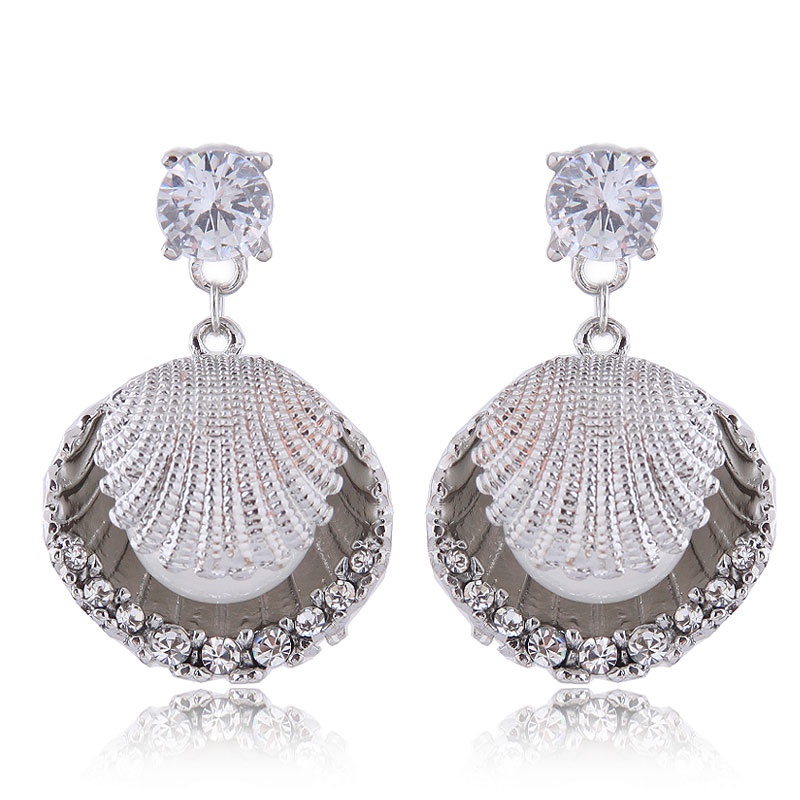 Fashion Shell Pearl Alloy Diamond Earrings Wholesale Toppinggoods Nhsc410687