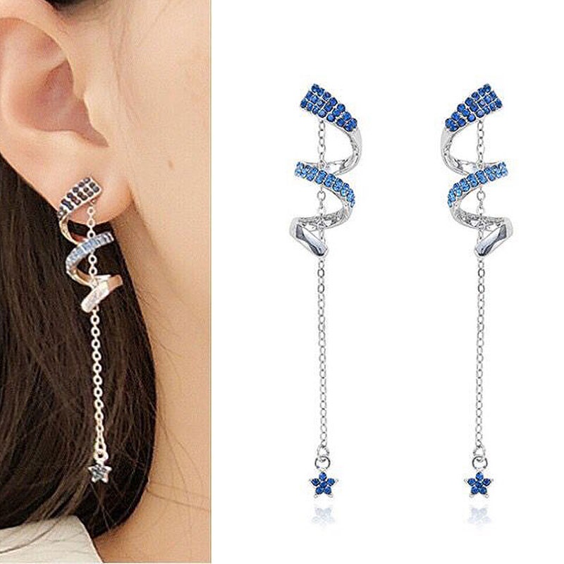 Fashion Flash Diamond Star Twisted Earrings Wholesale Toppinggoods  Nhsc410688