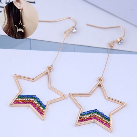 Fashion Color Diamond Pentagram Earrings Wholesale Toppinggoods  Nhsc410698