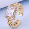 Fashion Real Goldplated Square Diamond Open Ring Wholesale Toppinggoods  Nhsc412852