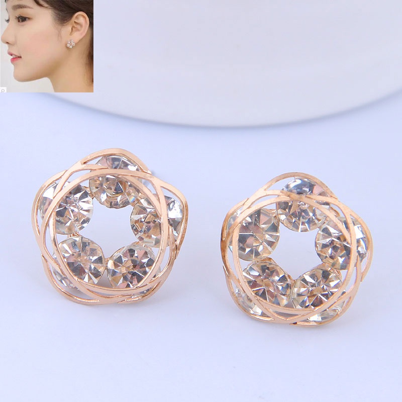Fashion Flower Alloy Zircon Stud Earrings Wholesale Toppinggoods  Nhsc414811