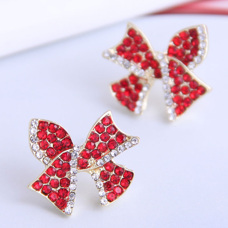 Korean Diamond Bow Stud Earrings Wholesale Toppinggoods  Nhsc414814