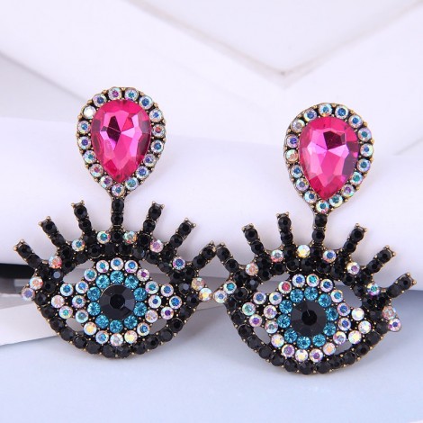 Fashion Metal Flashing Diamond Devils Eye Earrings Wholesale Toppinggoods  Nhsc419957