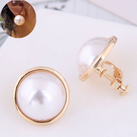 Korean Geometric Inlaid Pearl Alloy Ear Clip Wholesale Toppinggoods  Nhsc419969