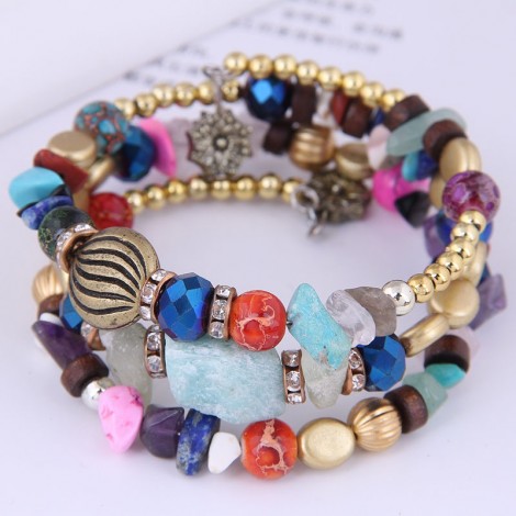 Bohemian Style Geometric Gravel Multilayer Bracelet Wholesale Toppinggoods  Nhsc423496
