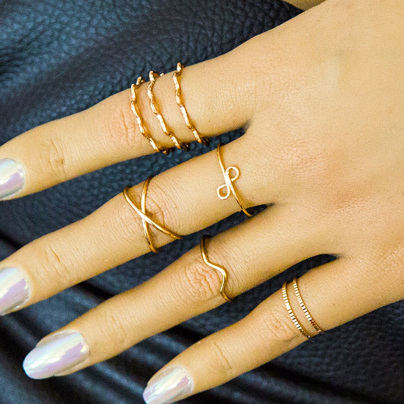 Fashion Thin Line Eightpiece Combination Ring Wholesale Toppinggoods Nhsc426476