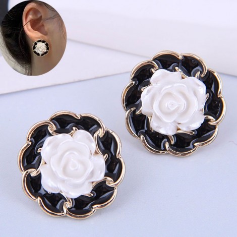 Korean Clashing Color Flower Earrings Wholesale Toppinggoods Nhsc426482