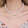 Fashion Metal Inlaid Zirconium Fourleaf Clover Pendant Pearl Necklace Wholesale Toppinggoods Nhsc426484