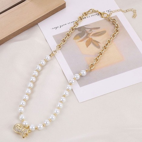 Fashion Metal Inlaid Zirconium Purse Pearl Necklace Wholesale Toppinggoods Nhsc426486