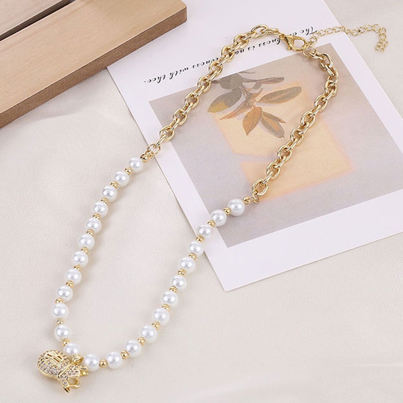 Fashion Metal Inlaid Zirconium Purse Pearl Necklace Wholesale Toppinggoods Nhsc426486