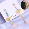 Simple Jade Rabbit Lotus Asymmetrical Pendant Earrings Wholesale Toppinggoods  Nhsc426516