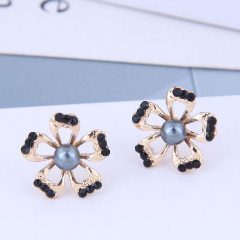 Korean Style Flower Rhinestone Stud Earrings Wholesale Toppinggoods  Nhsc426523