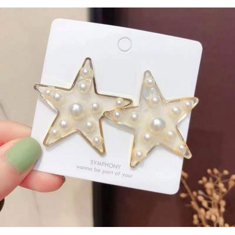Transparent Pentagram Pearl Stud Earrings Wholesale Toppinggoods  Nhsc426526