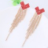 Metal Diamond Heart Tassel Exaggerated Stud Earrings Wholesale Jewelry Toppinggoods Nhsc429431