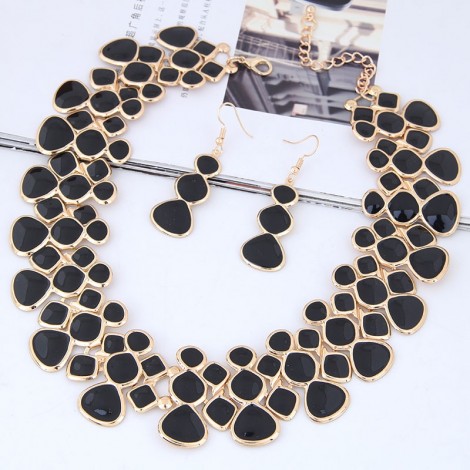Fashion Metal Geometric Square Collar Necklace Earrings Set Wholesale Jewelry Toppinggoods Nhsc429437