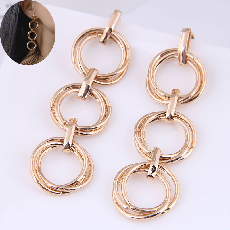 Fashion Metal Multilayer Circle Alloy Long Earrings Wholesale Toppinggoods  Nhsc430603