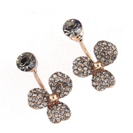 Korean Fashion Flash Diamond Clover Stud Earrings Wholesale Toppinggoods  Nhsc431516