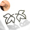 Korean Fashion Black Diamond Leaf Stud Earrings Wholesale Toppinggoods Nhsc431517