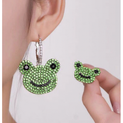 Fashion And Fashion Metal Simple Flashing Rhinestone Frog Asymmetrical Temperament Highquality Earrings Nhsc436010