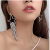 European And American Fashion Metal Glittering Fivepointed Star Rhinestone Tassel Asymmetrical Exaggerated Temperament Stud Earrings Nhsc436012