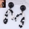 Korean Fashion Irregular Cow Pattern Black And White Color Matching Temperament Earrings Nhsc443326