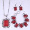 European And American Fashion Metal Concise Turquoise Accessories Square Necklace Earrings Bracelet Set Nhsc443328