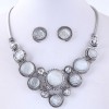 European And American Fashion Metal Retro Opal Accessories Exaggerated Temperament Necklace Earrings Set Nhsc443329