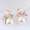 Korean Metal Inlaid Pearl Personality Earrings Nhsc445914