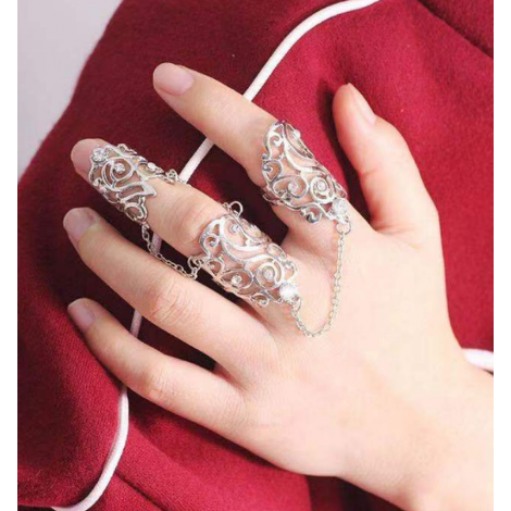 European And American Fashion Metal Punk Style Hollow Carved Onepiece Joint Ring  Nhsc465340