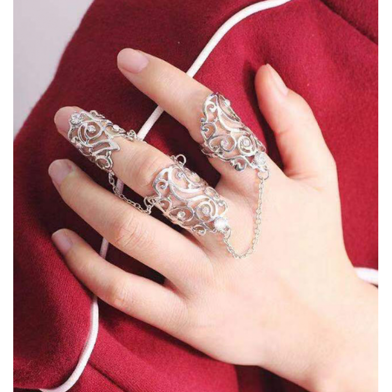 European And American Fashion Metal Punk Style Hollow Carved Onepiece Joint Ring  Nhsc465340