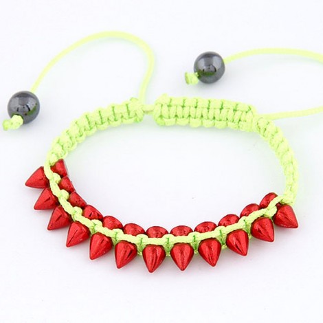 European And American Fashion Simple Metal Rivet Braided Rope Personality Bracelet Nhsc465341