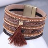 Fashion Metal Simple Tassel Leather Wide Magnetic Buckle Temperament Bracelet Nhsc466533