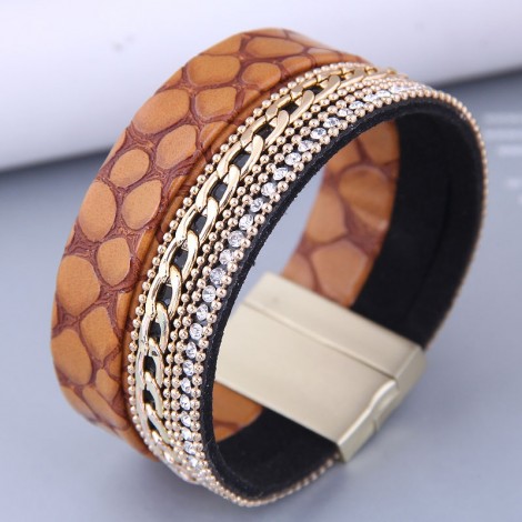 Fashion Leopard Print Leather Hundred Matching And Temperament Magnetic Buckle Bracelet Nhsc466536