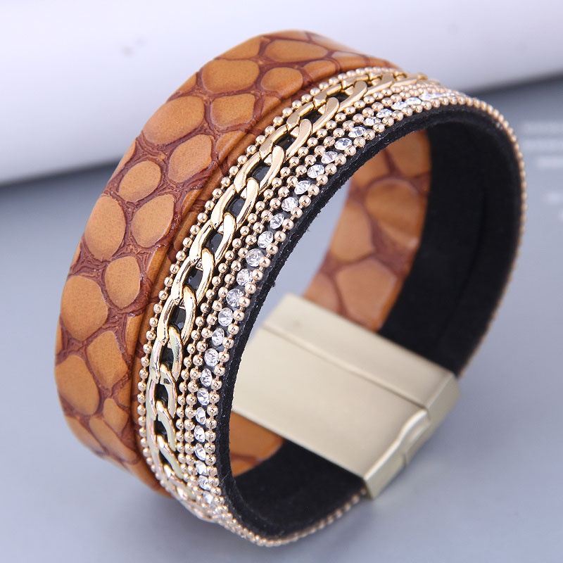 Fashion Leopard Print Leather Hundred Matching And Temperament Magnetic Buckle Bracelet Nhsc466536