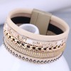 Fashion Simple Metal Rhinestone Multilayer Leather Magnetic Buckle Temperament Bracelet Nhsc466537