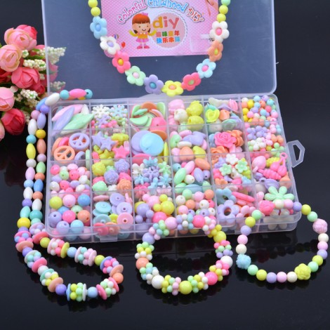 24 grid set diy toy puzzle handmade intelligence development girl creative bracelet necklace making children beaded