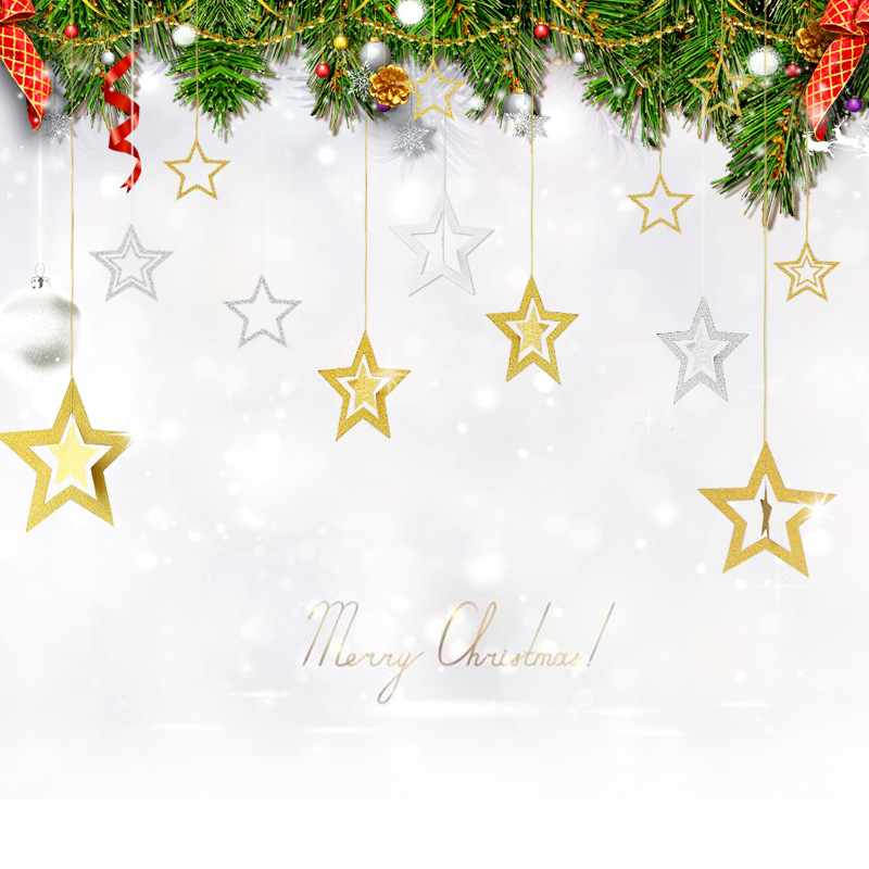 Hollow out stars 7 a set of pendant Christmas decorations new year Christmas decorations wedding Pentagram Ceiling Pendant