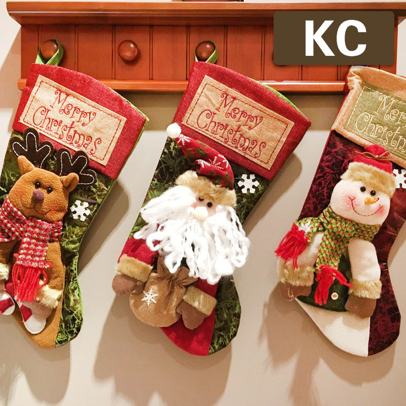 Christmas socks gift bag Christmas decorative socks Christmas Eve Christmas gifts children's Christmas Tree Pendant Candy Bag