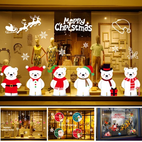 CHRISTMAS Stickers non adhesive static stickers shopping malls window Christmas decoration party Hotel Christmas atmosphere decoration supplies