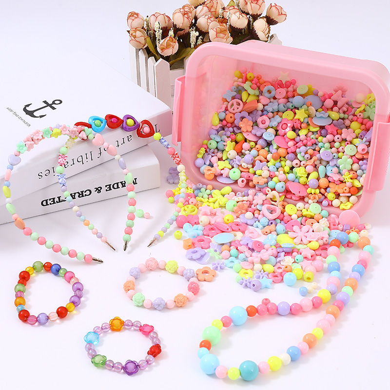 Mixed box children's beaded toy girl necklace material package beaded handmade diy gift