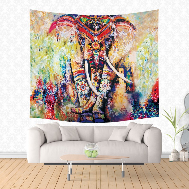 Digital printing home tapestry wall carpet elephant watercolor animal