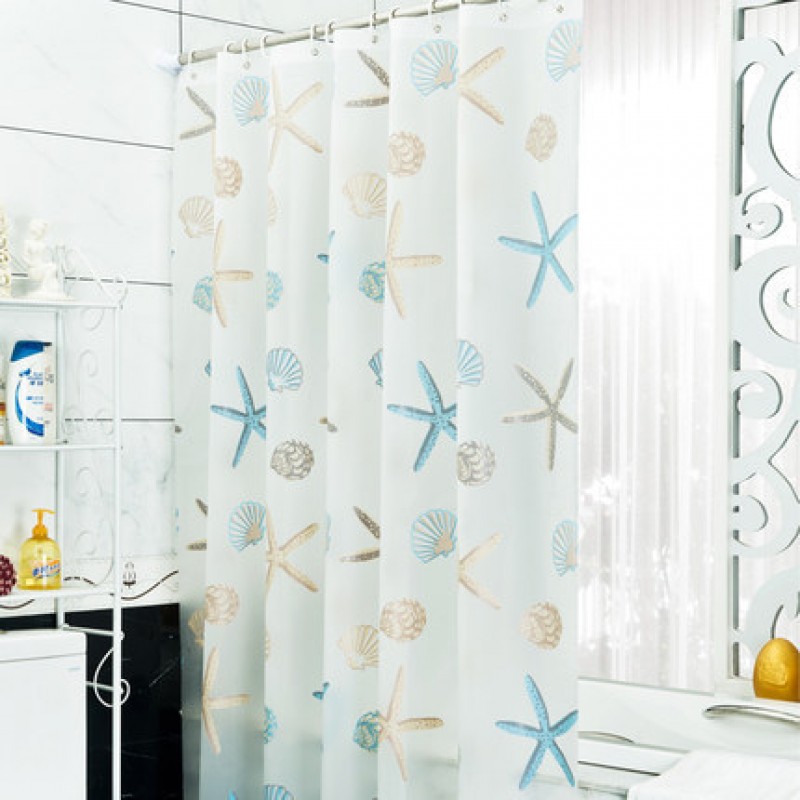 Hotel shower curtain PEVA starfish waterproof bathroom partition curtain printed curtain bathroom shower curtain can be customized