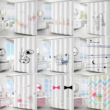Waterproof and mould proof thickened polyester shower curtain digital printing shower curtain bathroom partition hanging curtain shower curtain cloth