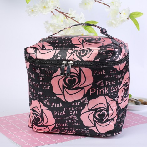 Large capacity Satin cosmetic bag cartoon rose storage bag portable cosmetic bag waterproof wash bag
