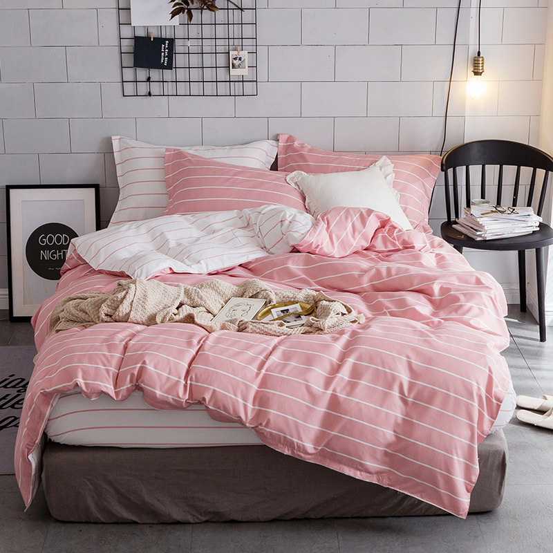 Home textile four piece set simple stripe European and American three piece set on bed
