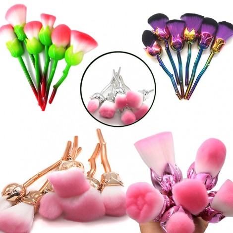 Rose cosmetic brush rose portable set brush professional beautiful girl Mini beginner cosmetic brush