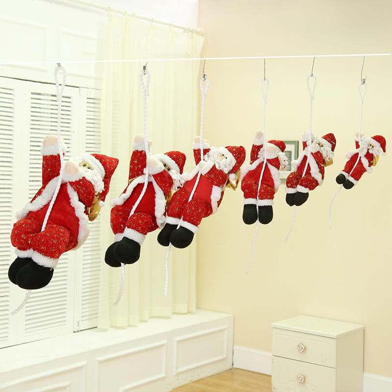 Christmas decoration climbing Santa Claus doll pendant ceiling decoration doll mall window layout wholesale
